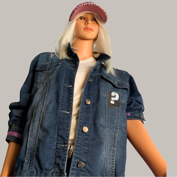 Upcycled Back Jacket Trivia Denim Jacket with Clues to TV Shows on the Back. - Picture 9 of 13